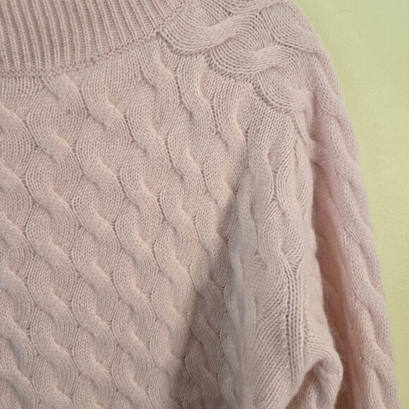Ann Taylor Pink 100% Cashmere Cable Knit Mock Neck Sweater 2024 Size XS - Picture 4 of 7